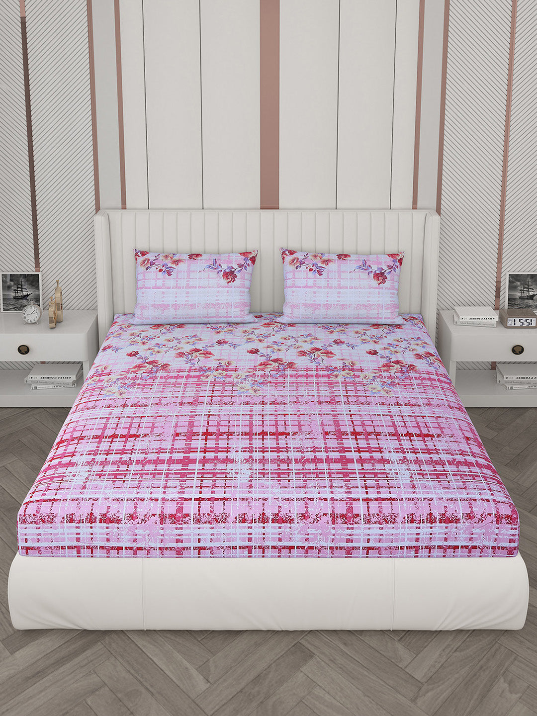 104 TC Cotton Double Bedsheet with 2 Pillow Covers - Updated - Updated - Updated