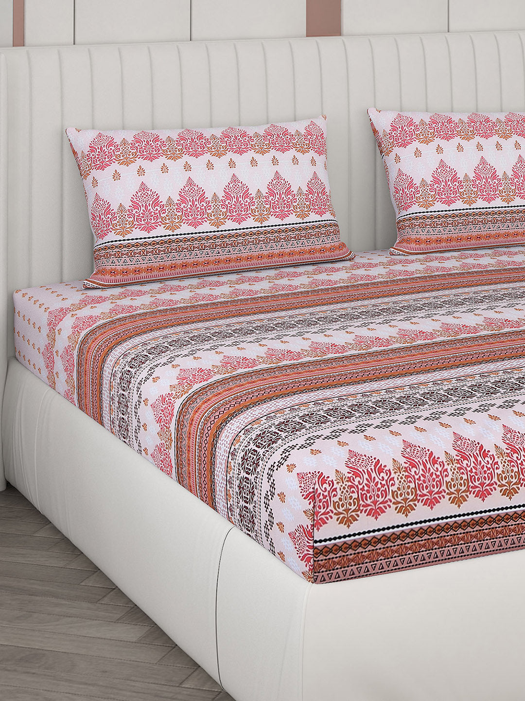 104 TC Cotton Double Bedsheet with 2 Pillow Covers - Updated - Updated