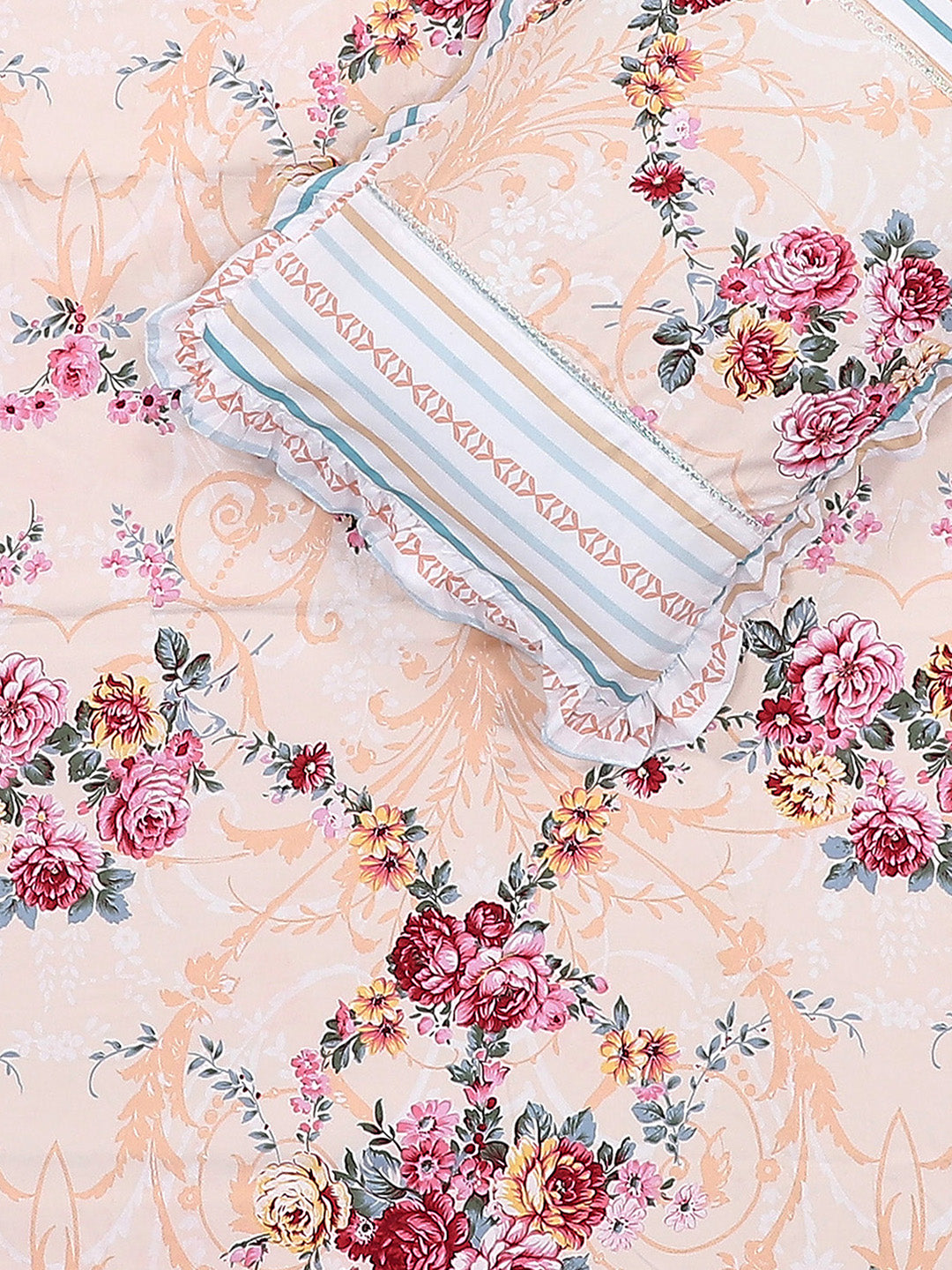 130 GSM Polyester Double Bed 1 Bedsheet with 2 Pillow Covers (Essence)