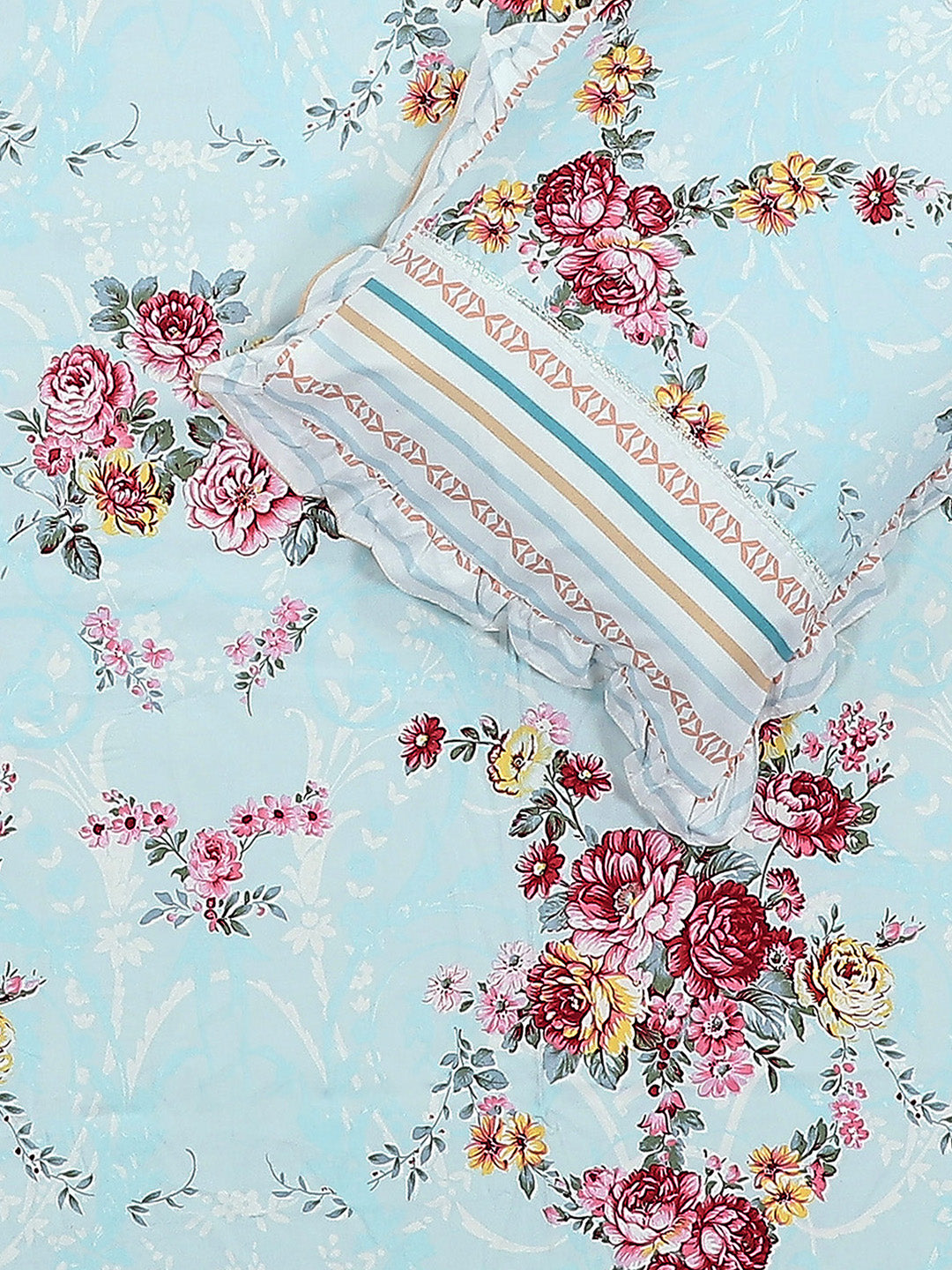 130 GSM Polyester Double Bed 1 Bedsheet with 2 Pillow Covers (Essence)