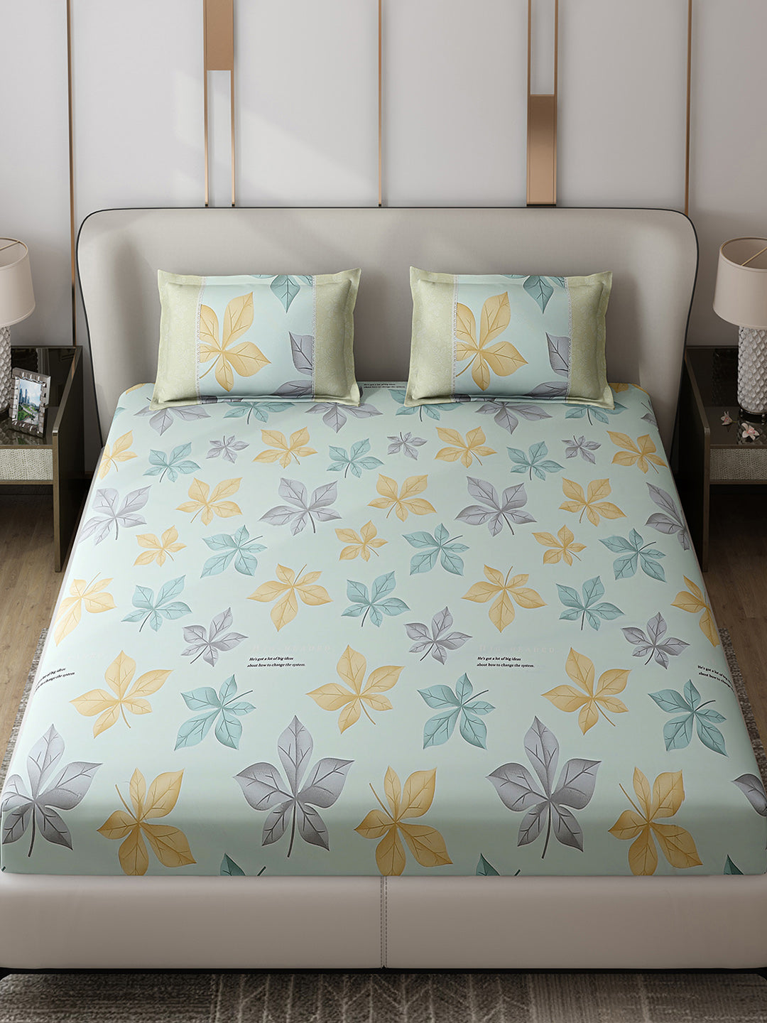 130 GSM Polyester Double Bed 1 Bedsheet with 2 Pillow Covers (Essence)