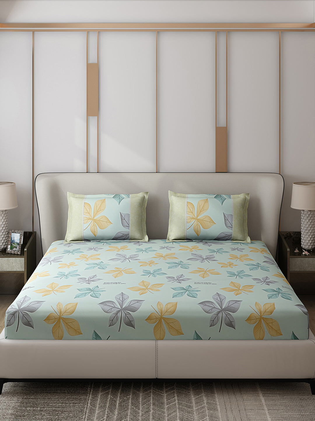 130 GSM Polyester Double Bed 1 Bedsheet with 2 Pillow Covers (Essence)