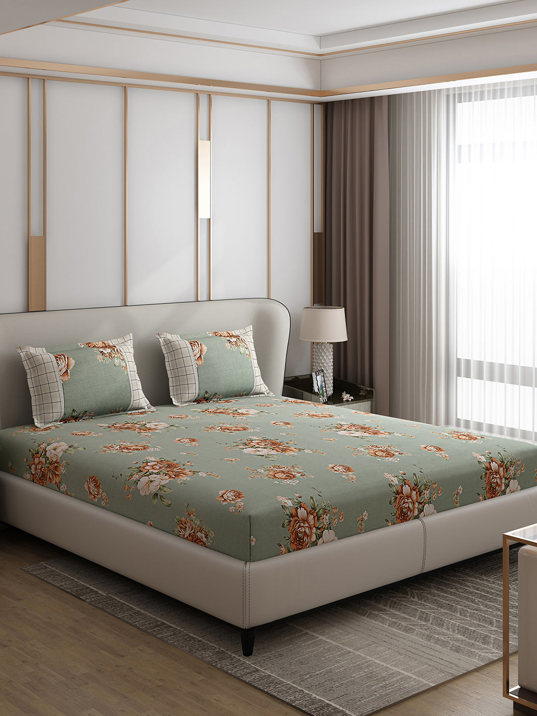 130 GSM Polyester Double Bed 1 Bedsheet with 2 Pillow Covers (Essence)