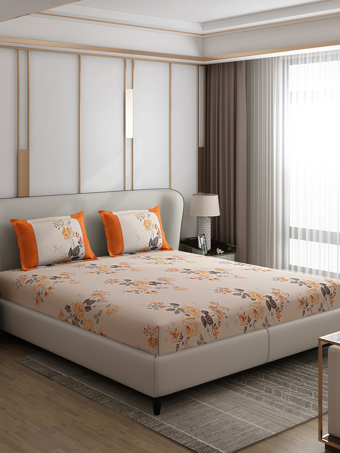 130 GSM Polyester Double Bed 1 Bedsheet with 2 Pillow Covers (Essence)