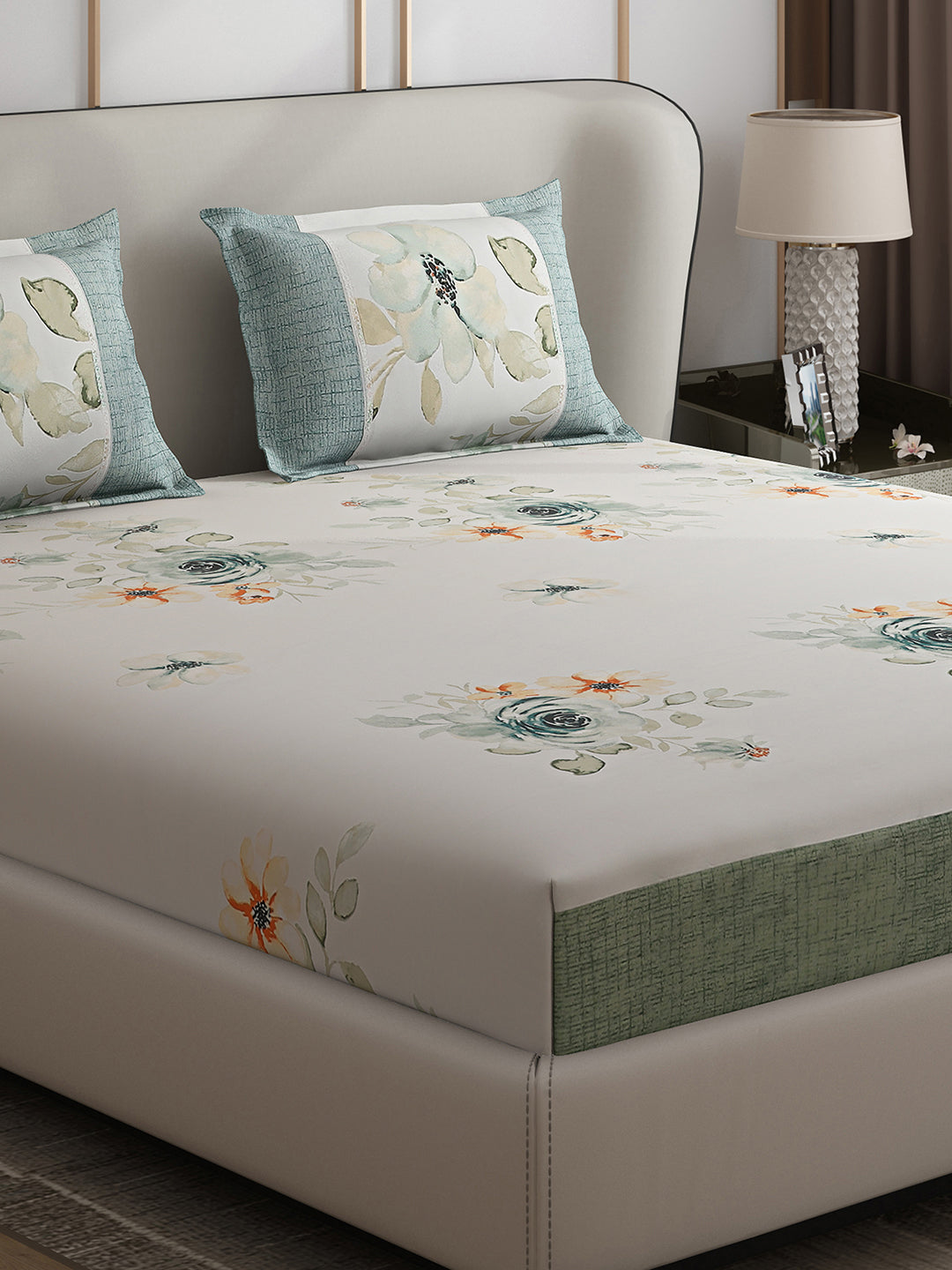 130 GSM Polyester Double Bed 1 Bedsheet with 2 Pillow Covers (Essence)