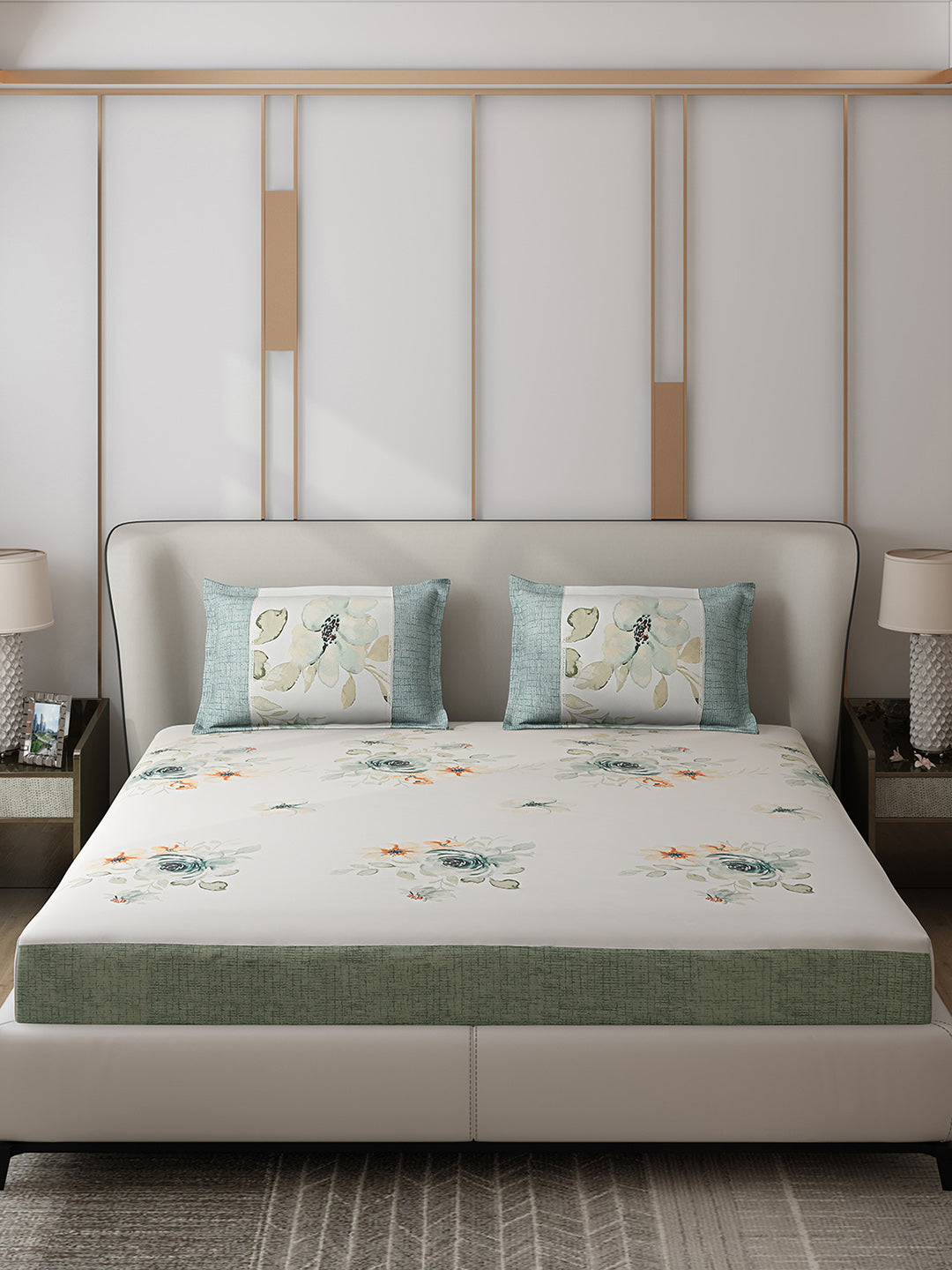 130 GSM Polyester Double Bed 1 Bedsheet with 2 Pillow Covers (Essence)