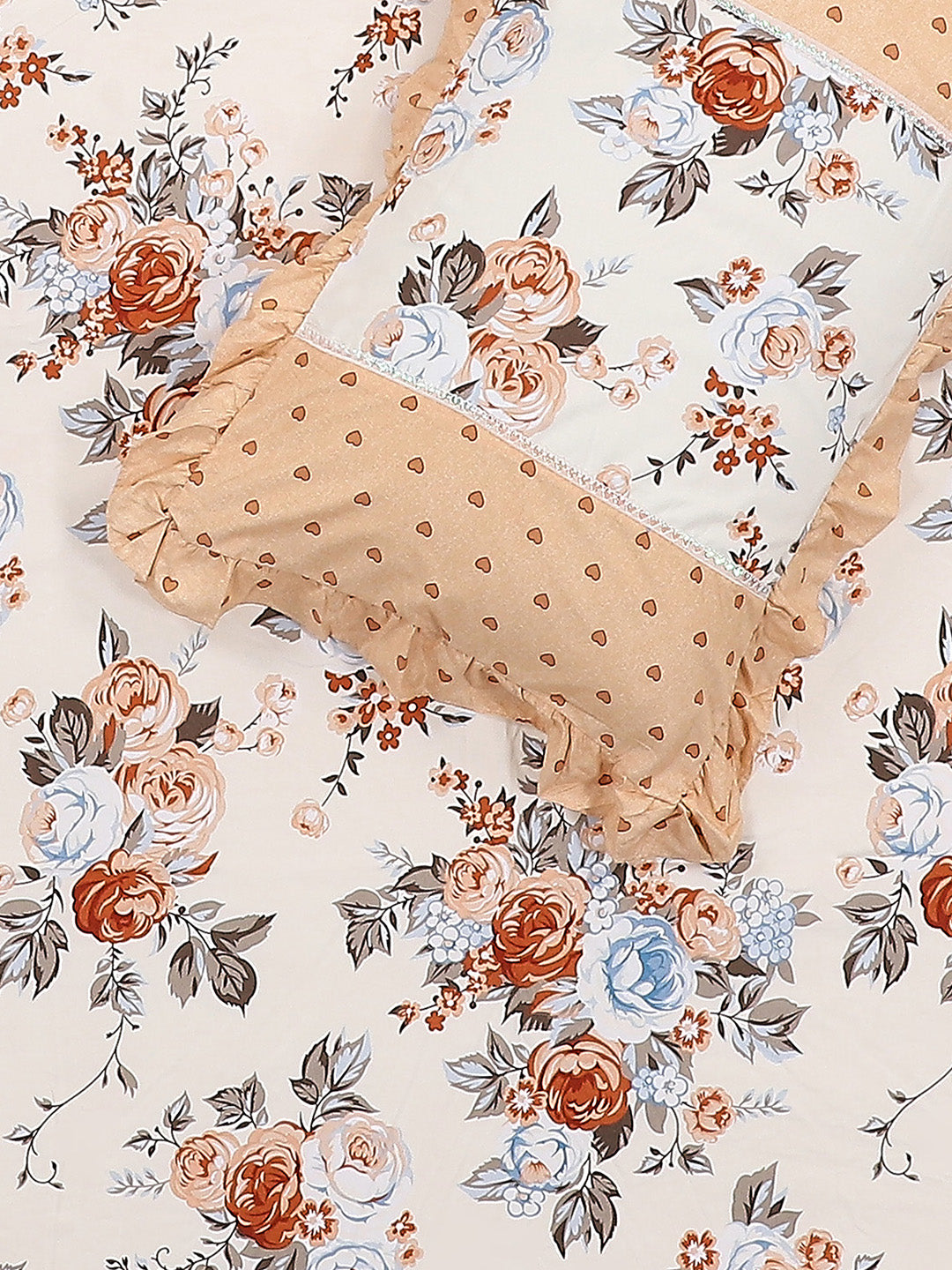 130 GSM Polyester Double Bed 1 Bedsheet with 2 Pillow Covers (Essence)