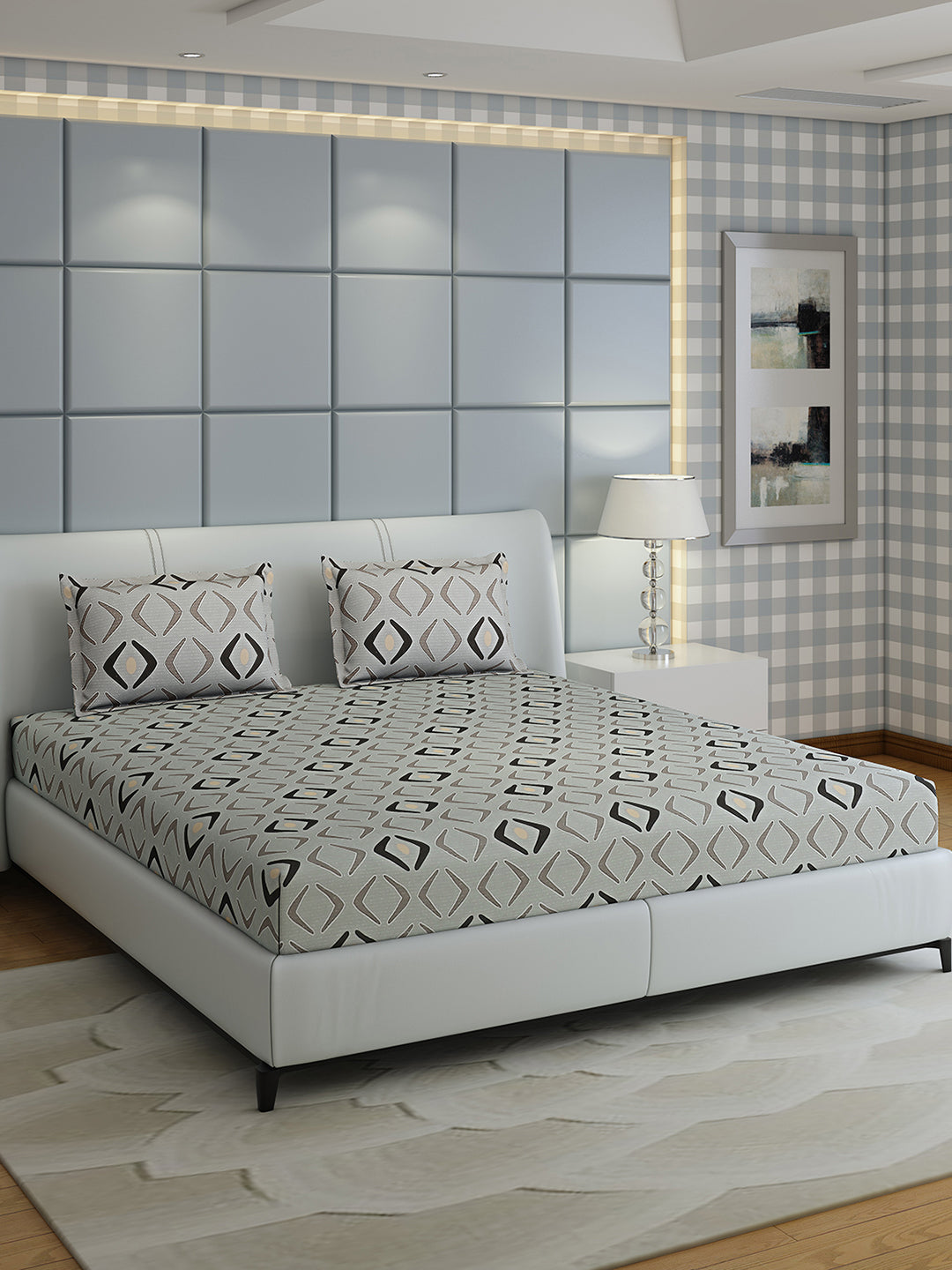 144 TC Cotton Double Bed 1 Bedsheet with 2 Pillow Covers (Fashnik)