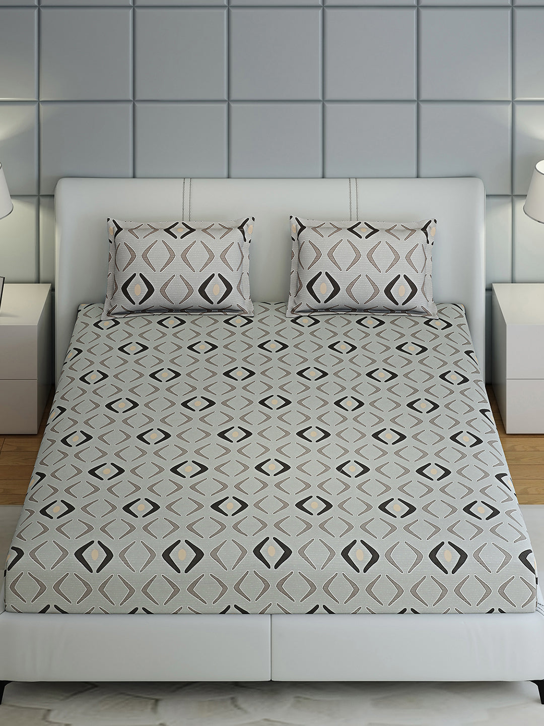 144 TC Cotton Double Bed 1 Bedsheet with 2 Pillow Covers (Fashnik)