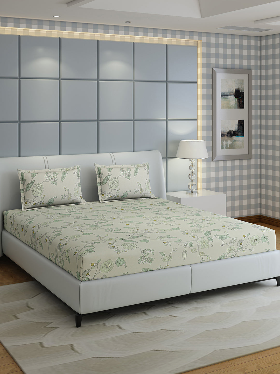 144 TC Cotton Double Bed 1 Bedsheet with 2 Pillow Covers (Fashnik)