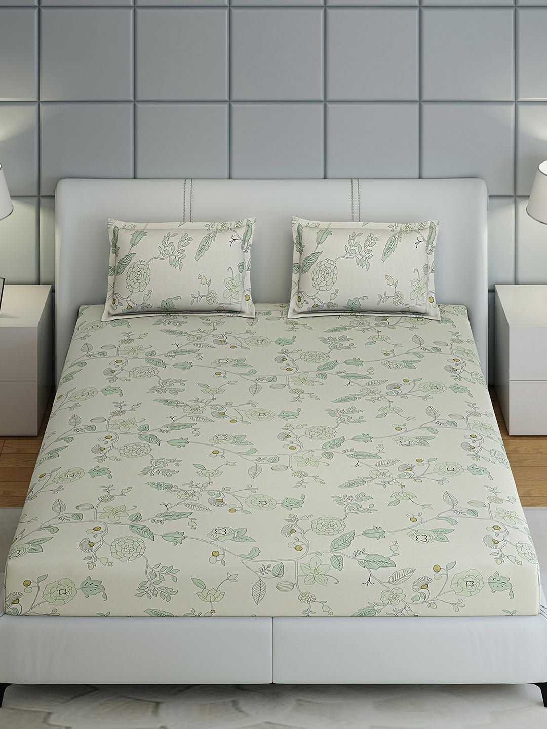 144 TC Cotton Double Bed 1 Bedsheet with 2 Pillow Covers (Fashnik)