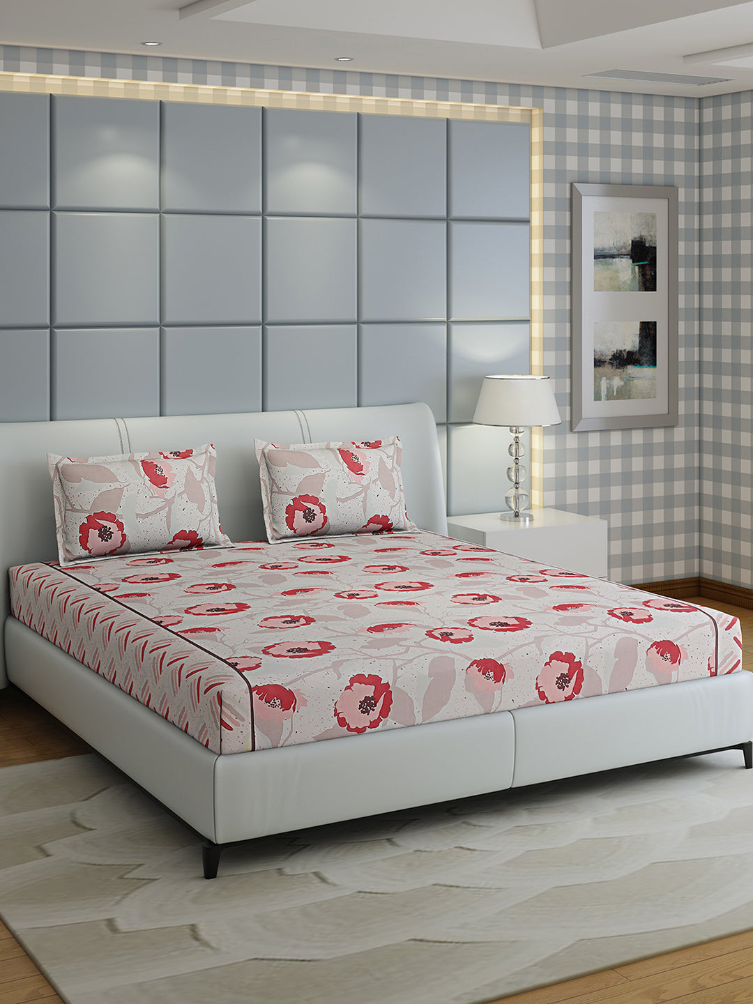 144 TC Cotton Double Bed 1 Bedsheet with 2 Pillow Covers (Fashnik)