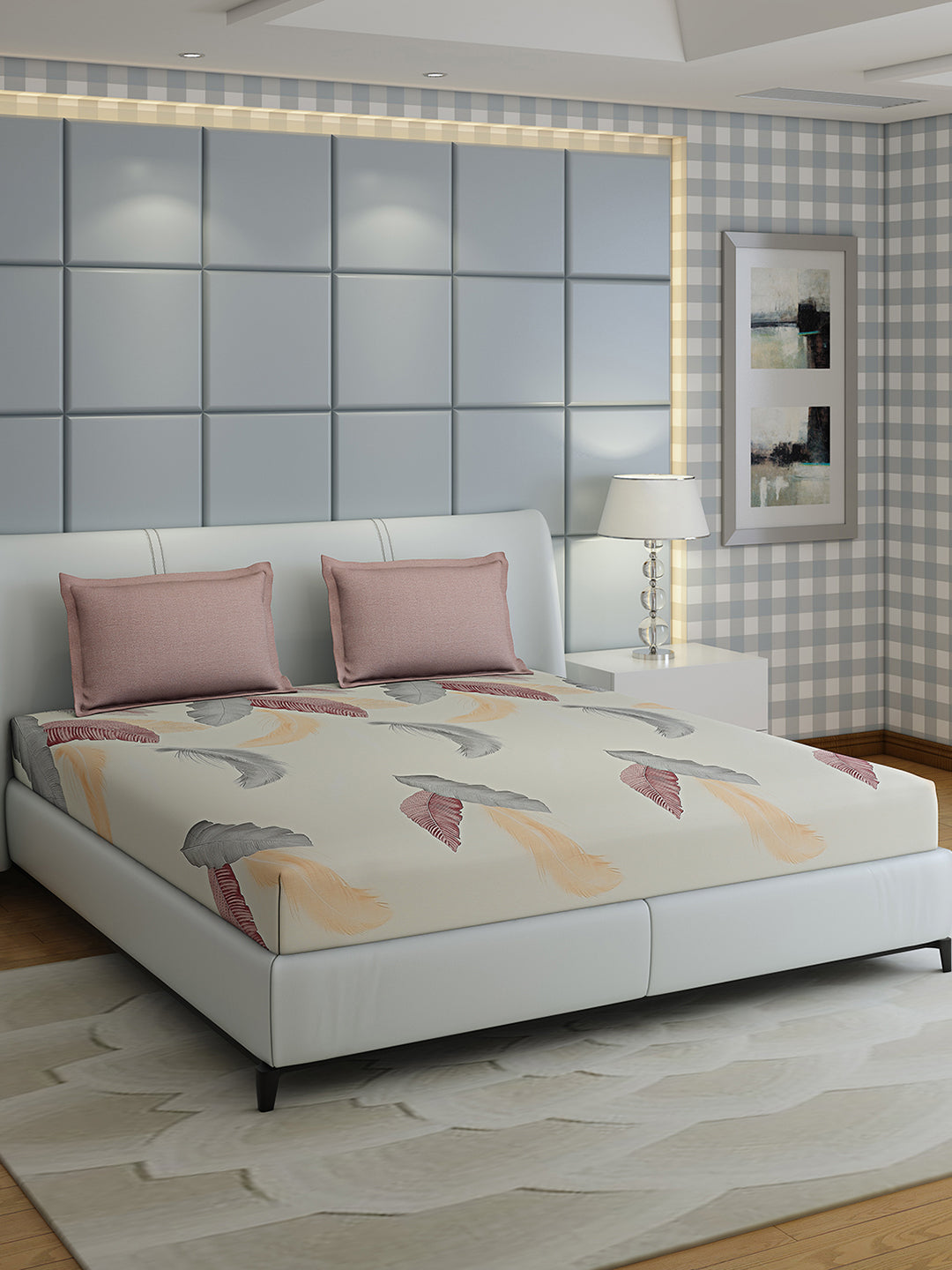 200 TC Cotton Double Bed 1 Bedsheet with 2 Pillow Covers (Ramona)