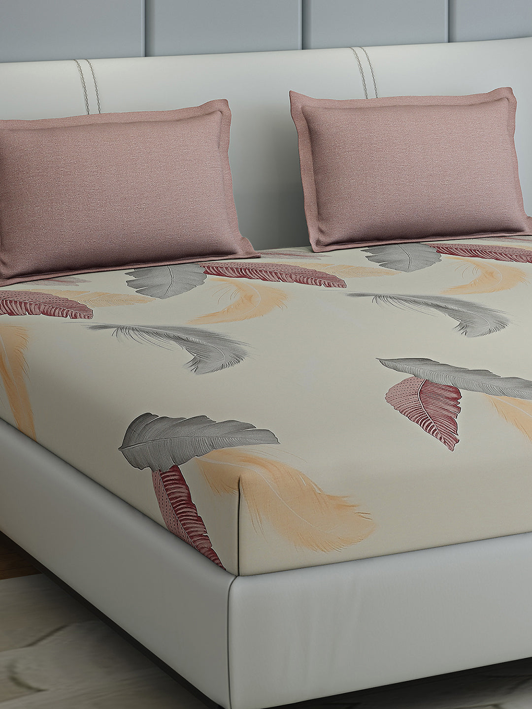 200 TC Cotton Double Bed 1 Bedsheet with 2 Pillow Covers (Ramona)