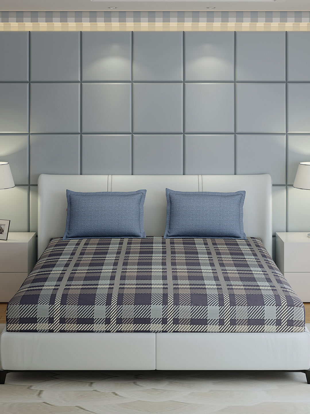 200 TC Cotton Double Bed 1 Bedsheet with 2 Pillow Covers (Ramona)