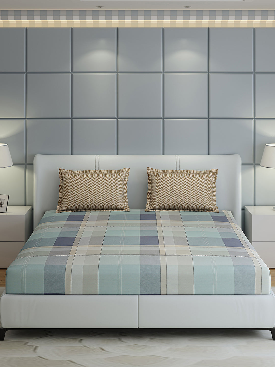 200 TC Cotton Double Bed 1 Bedsheet with 2 Pillow Covers (Ramona)