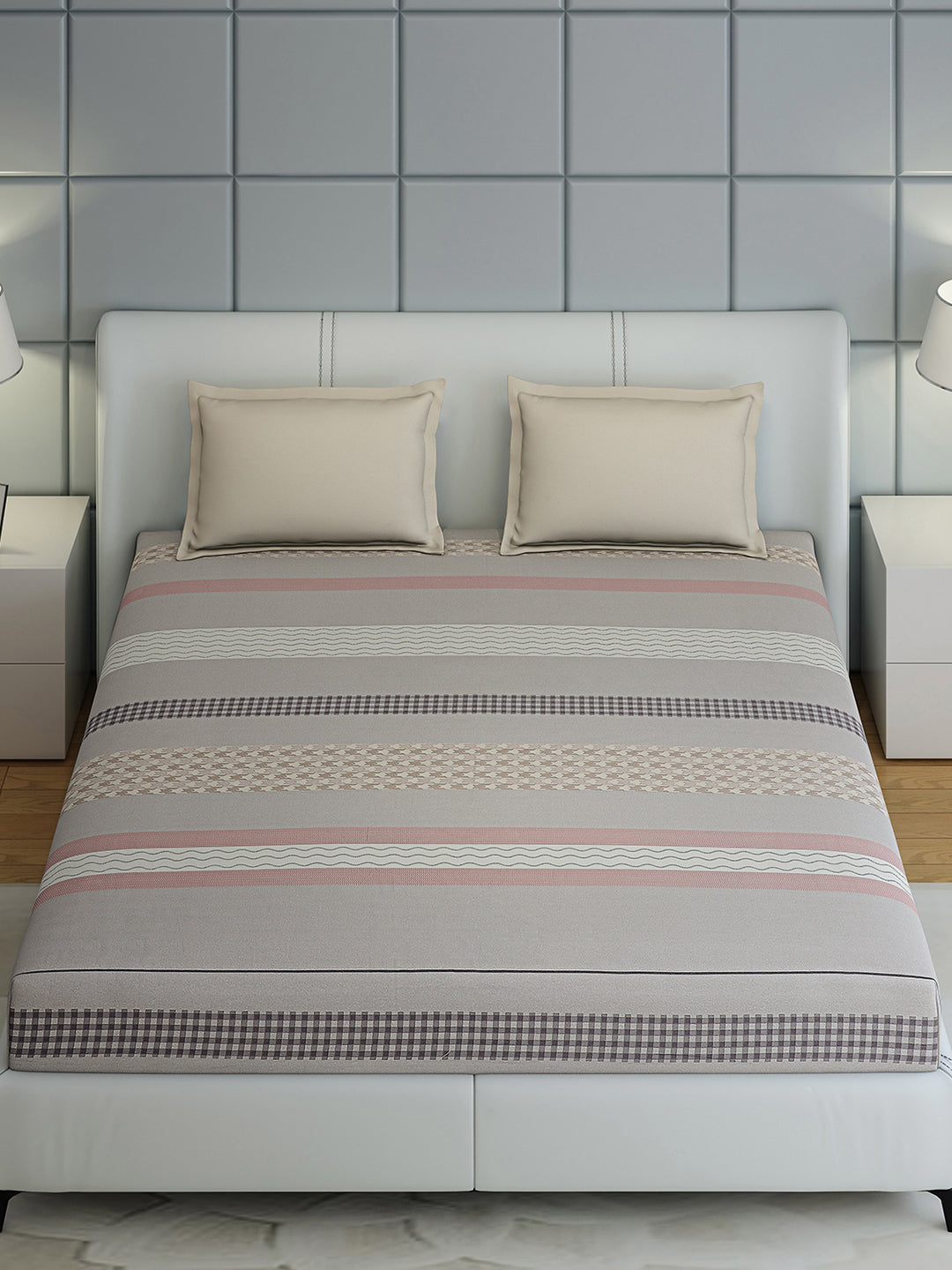 200 TC Cotton Double Bed 1 Bedsheet with 2 Pillow Covers (Ramona)