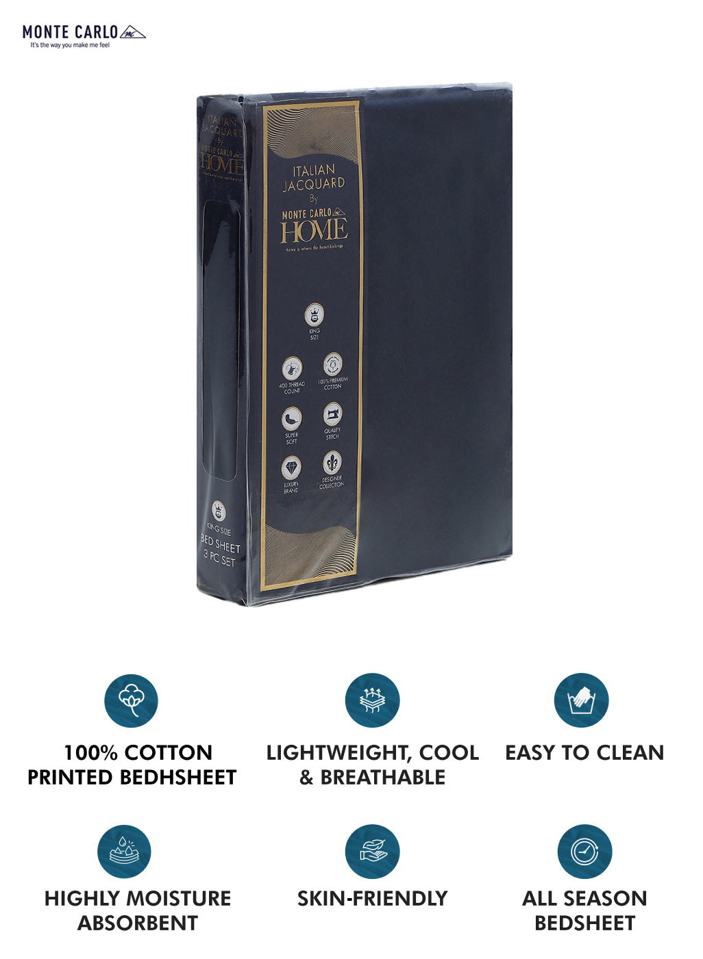 400 TC Cotton Double Bedsheet with 2 Pillow Covers