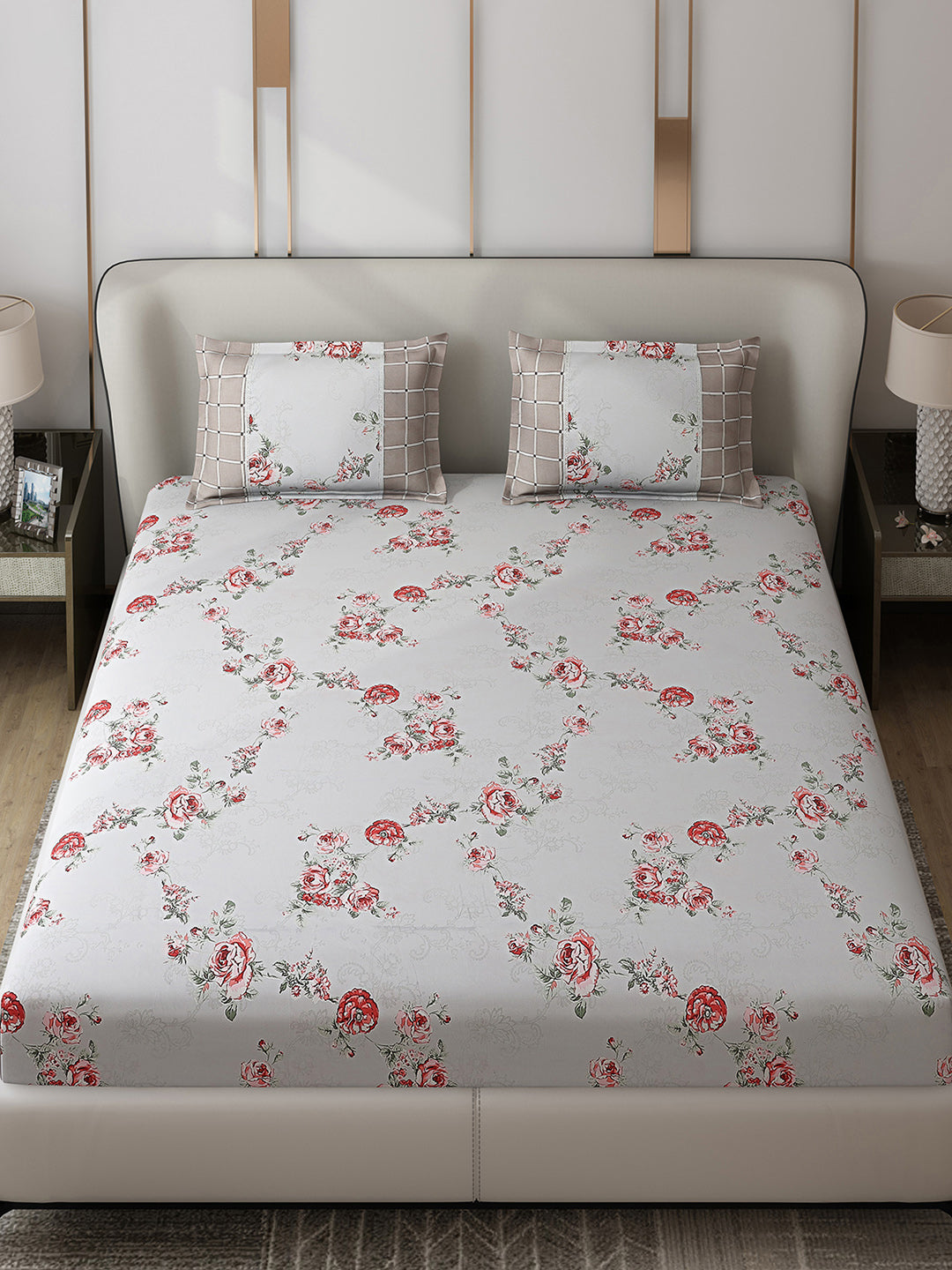 130 GSM Polyester Double Bed 1 Bedsheet with 2 Pillow Covers (Vibrant)