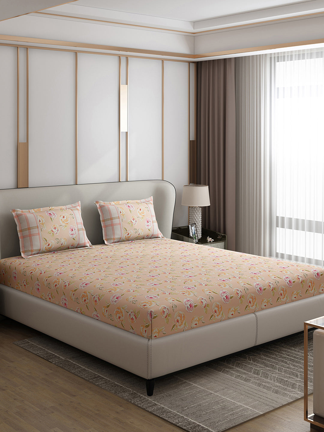 130 GSM Polyester Double Bed 1 Bedsheet with 2 Pillow Covers (Vibrant)