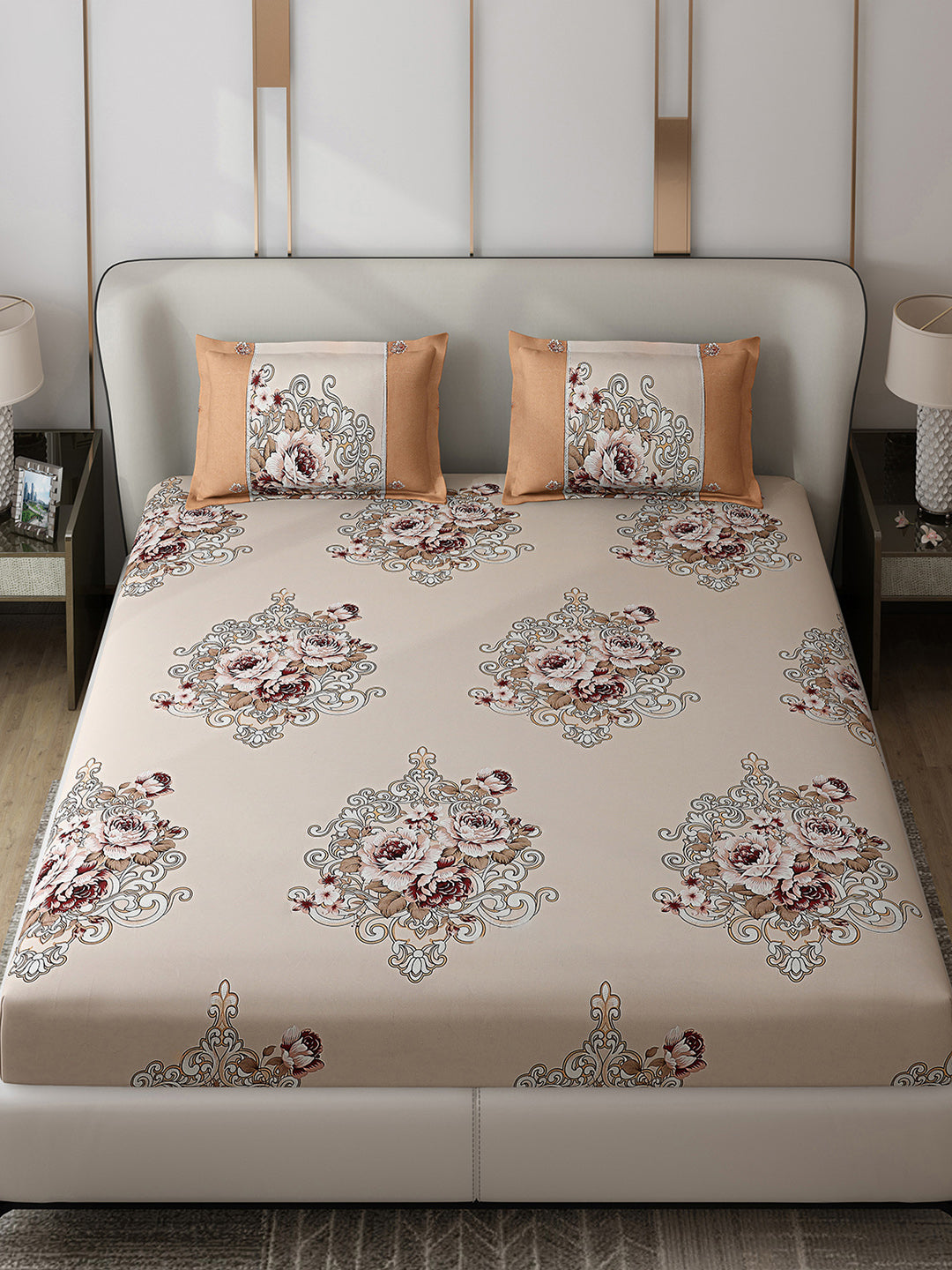 130 GSM Polyester Double Bed 1 Bedsheet with 2 Pillow Covers (Vibrant)