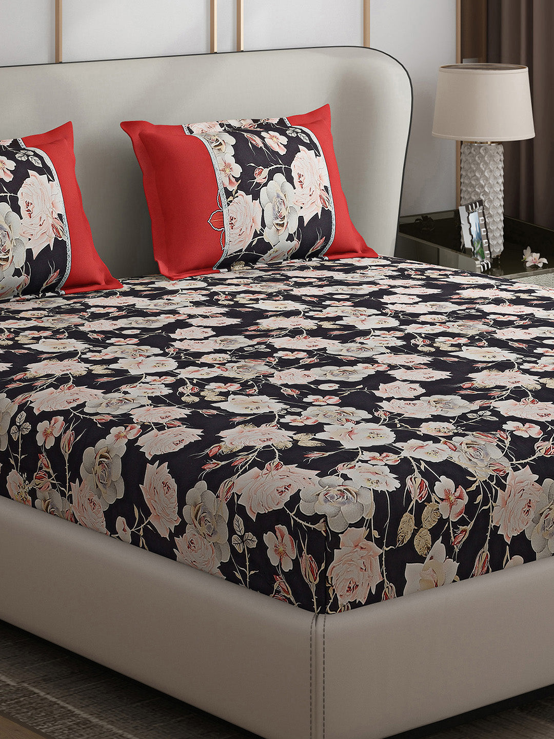 130 GSM Polyester Double Bed 1 Bedsheet with 2 Pillow Covers (Vibrant)