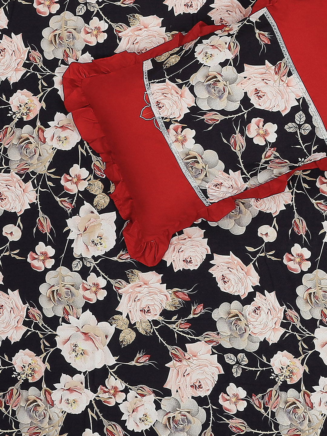 130 GSM Polyester Double Bed 1 Bedsheet with 2 Pillow Covers (Vibrant)