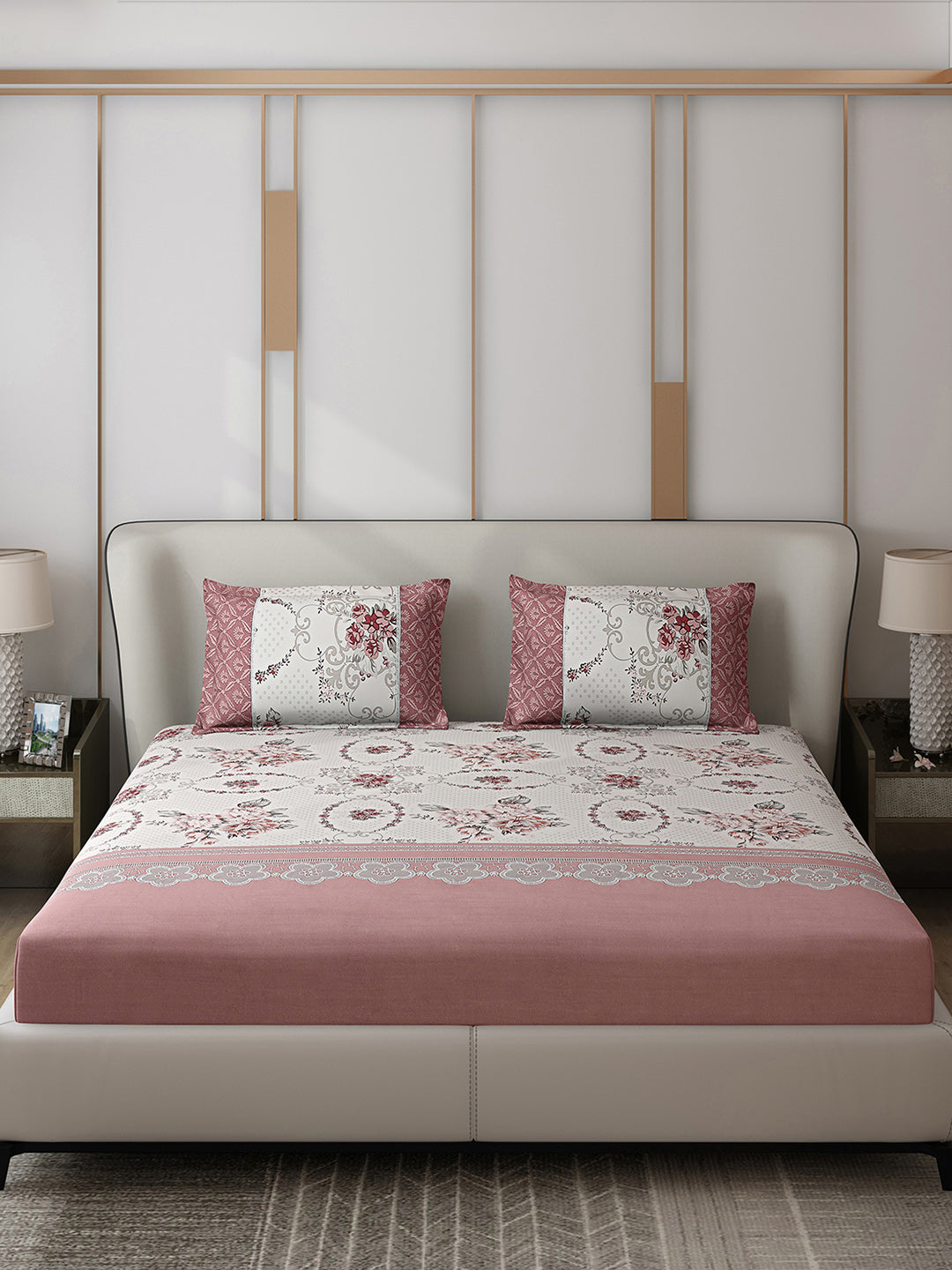 130 GSM Polyester Double Bed 1 Bedsheet with 2 Pillow Covers (Vibrant)