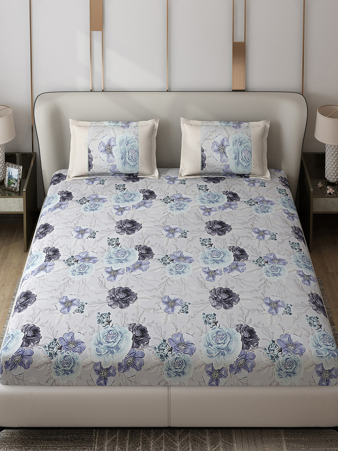 130 GSM Polyester Double Bed 1 Bedsheet with 2 Pillow Covers (Vibrant)