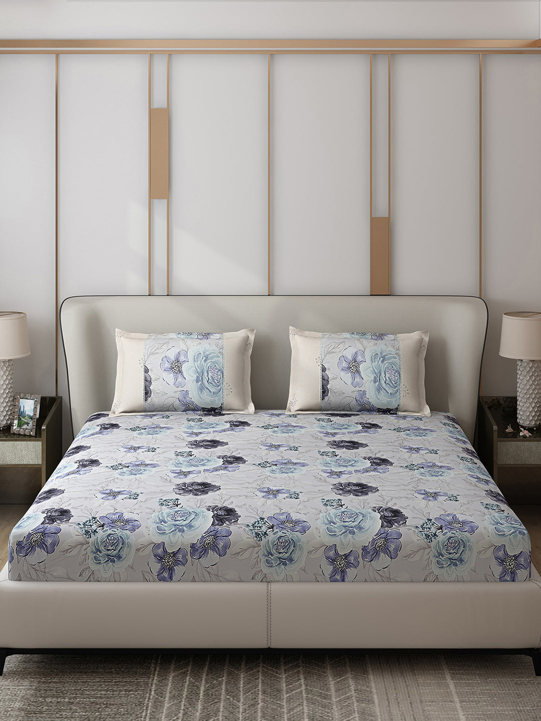 130 GSM Polyester Double Bed 1 Bedsheet with 2 Pillow Covers (Vibrant)