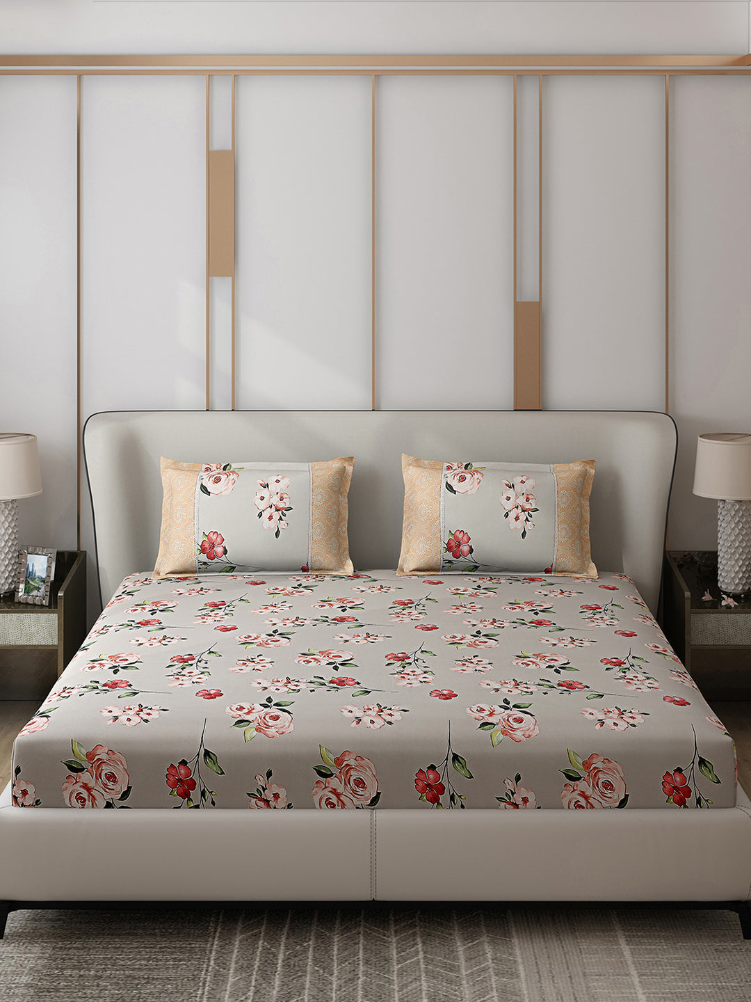 130 GSM Polyester Double Bed 1 Bedsheet with 2 Pillow Covers (Vibrant)