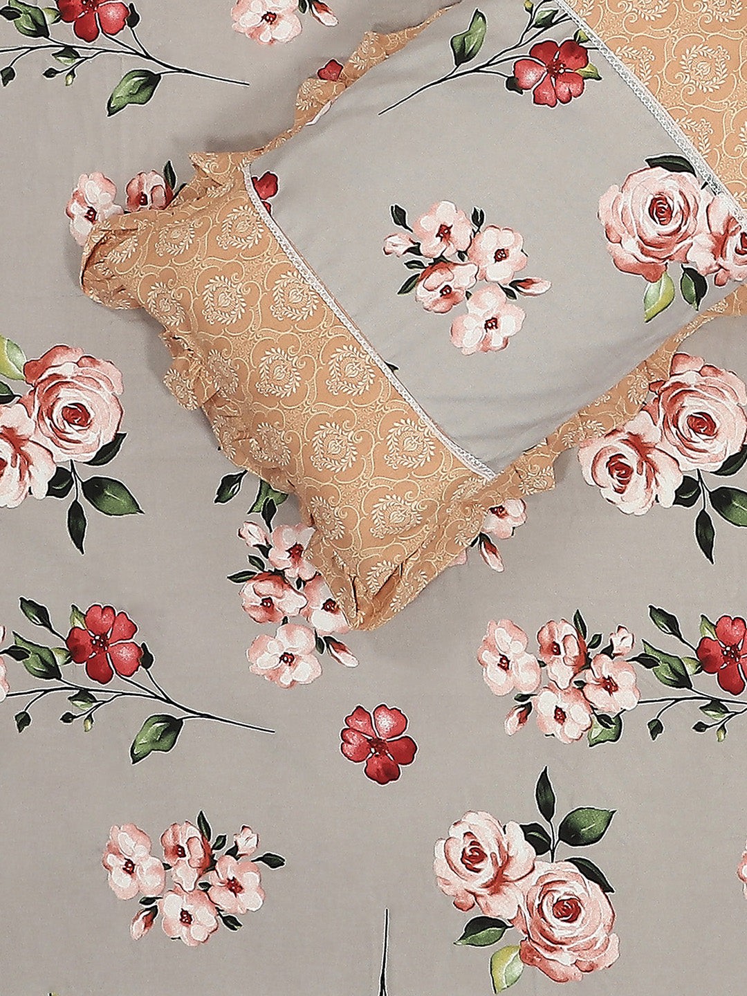 130 GSM Polyester Double Bed 1 Bedsheet with 2 Pillow Covers (Vibrant)