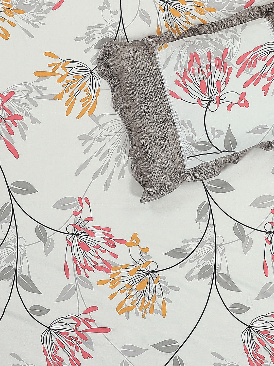 130 GSM Polyester Double Bed 1 Bedsheet with 2 Pillow Covers (Vibrant)