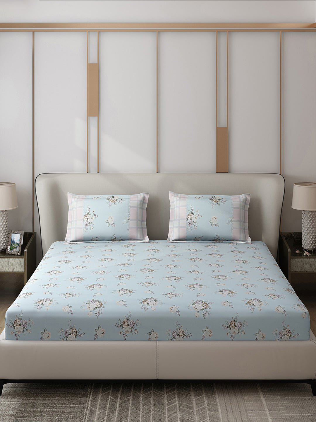 130 GSM Polyester Double Bed 1 Bedsheet with 2 Pillow Covers (Vibrant)