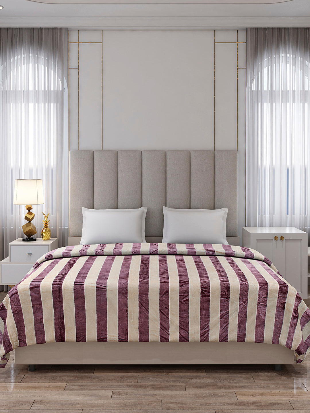 Striped Double Bed 300 GSM Blanket for AC Room - (Cosmos)