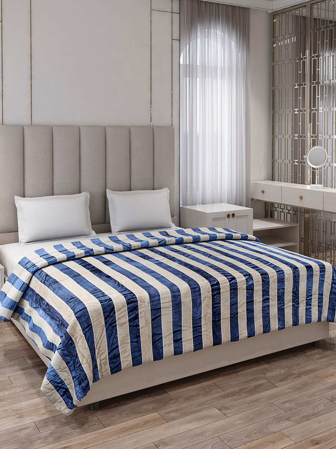 Striped Double Bed 300 GSM Blanket for AC Room - (Cosmos)