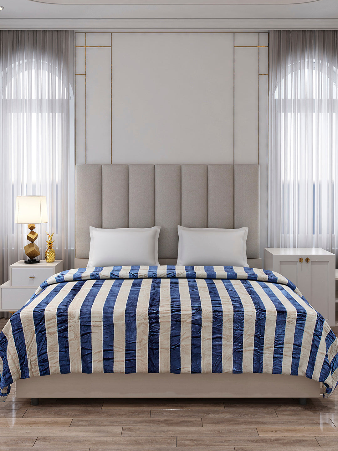 Striped Double Bed 300 GSM Blanket for AC Room - (Cosmos)