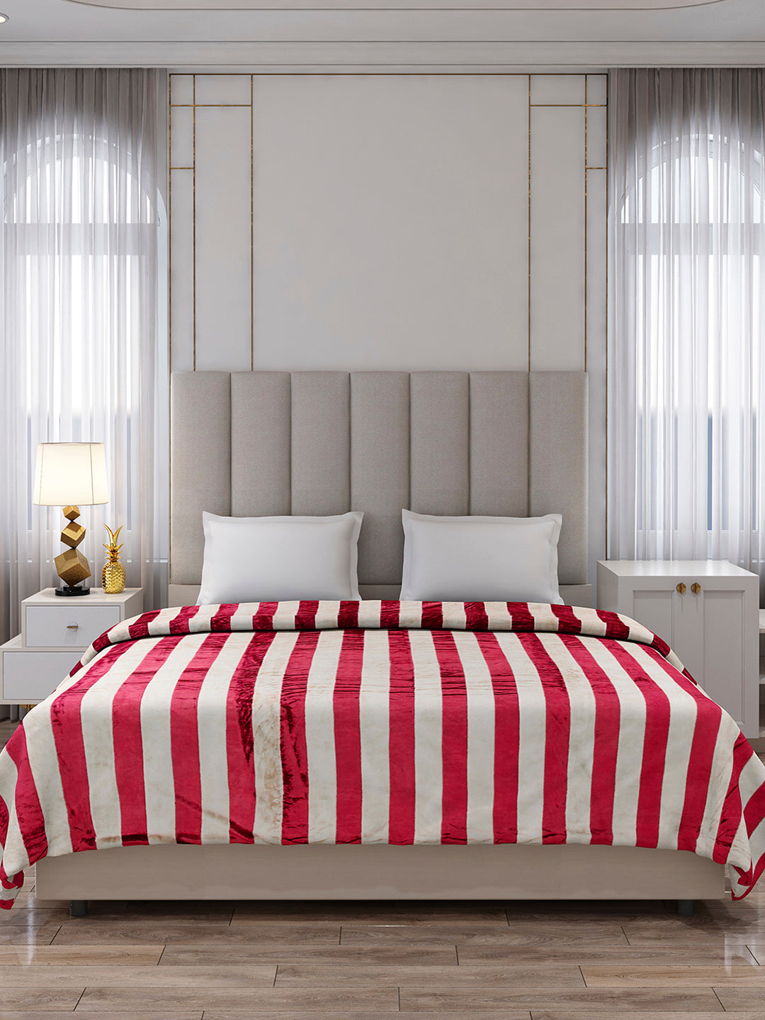 Striped Double Bed 300 GSM Blanket for AC Room - (Cosmos)