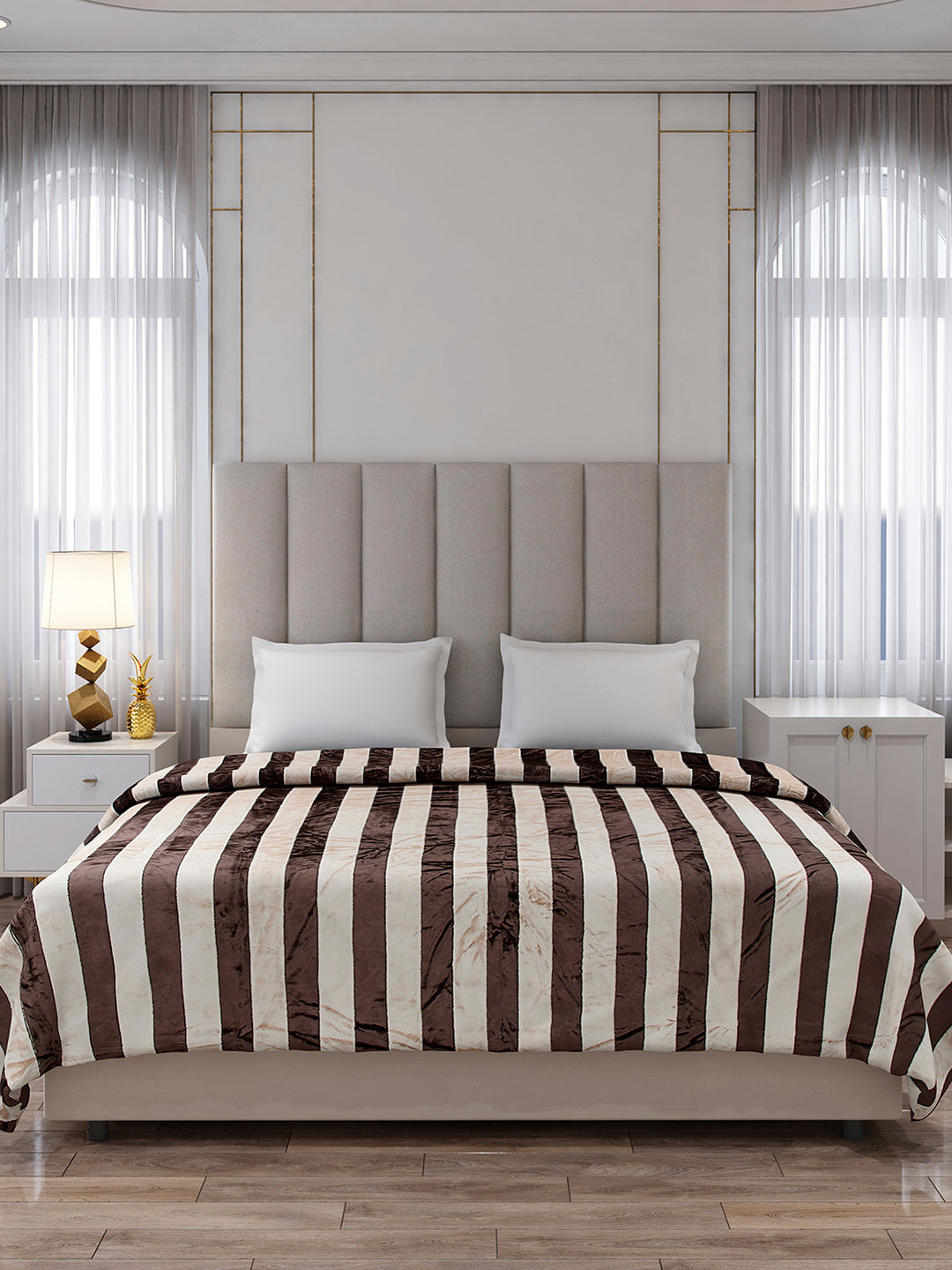 Striped Double Bed 300 GSM Blanket for AC Room - (Cosmos)