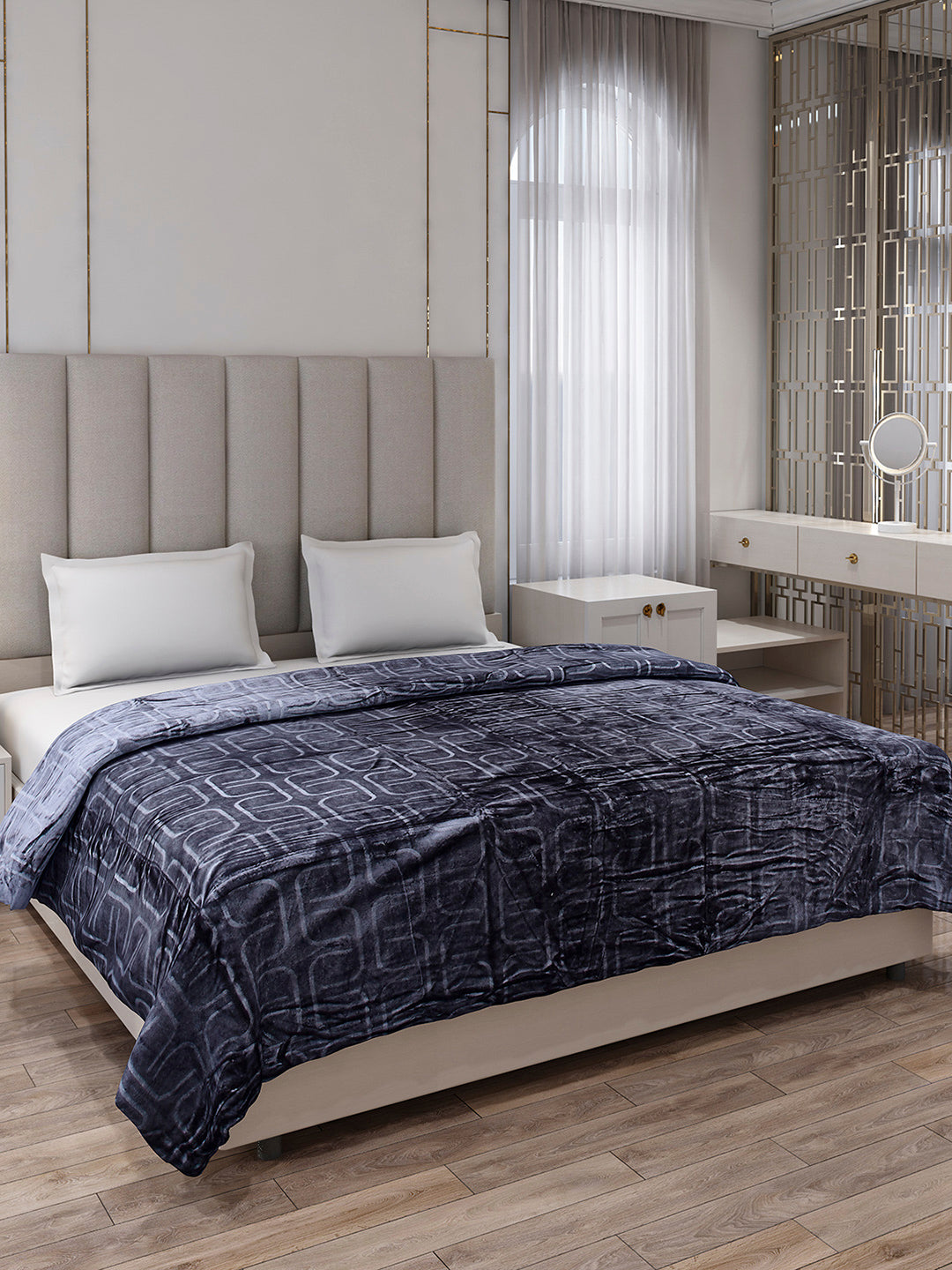 Printed Double Bed 210 GSM Blanket for AC Room - (Frosty)