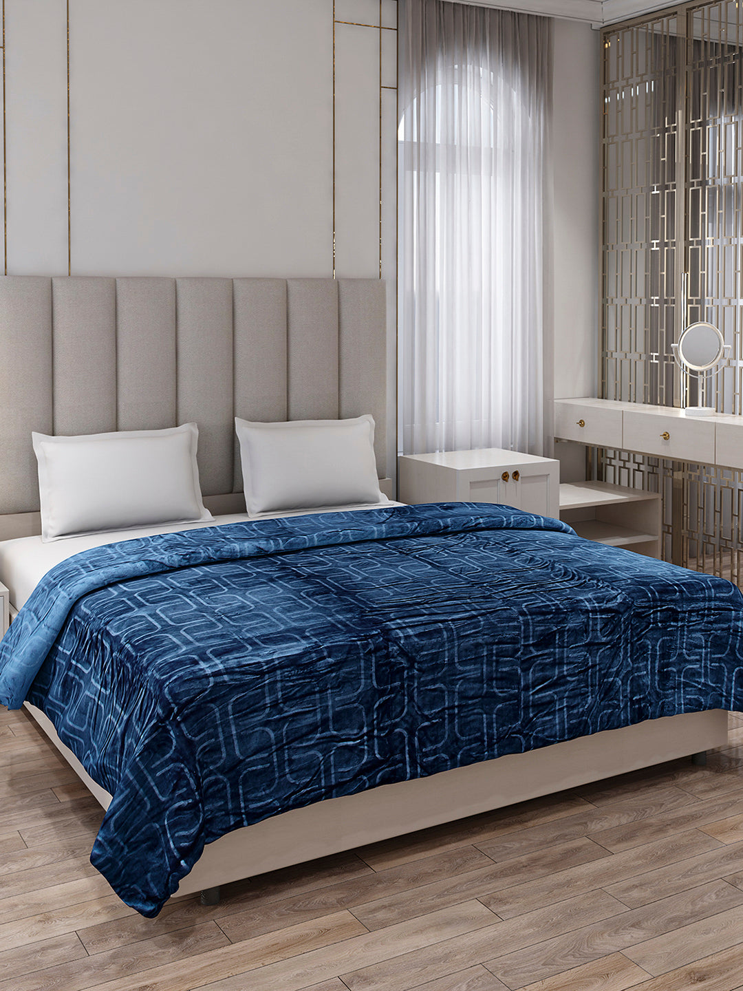 Printed Double Bed 210 GSM Blanket for AC Room - (Frosty)