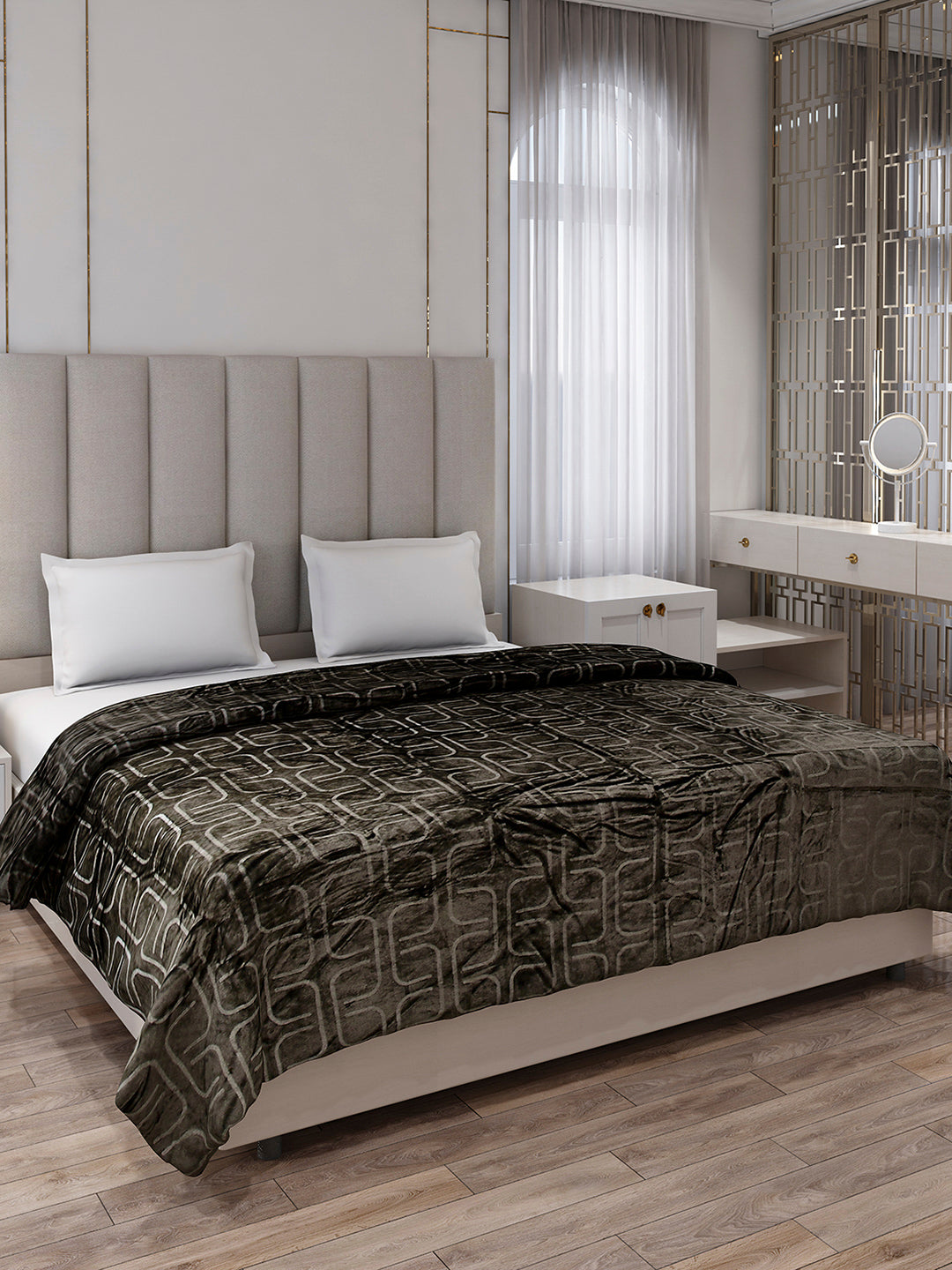 Printed Double Bed 210 GSM Blanket for AC Room - (Frosty)