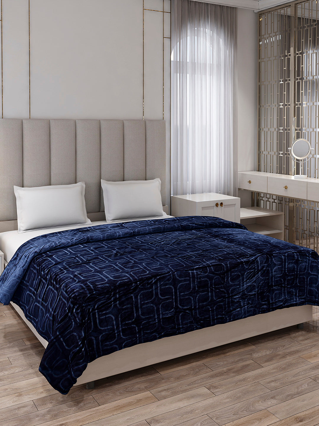 Printed Double Bed 210 GSM Blanket for AC Room - (Frosty)