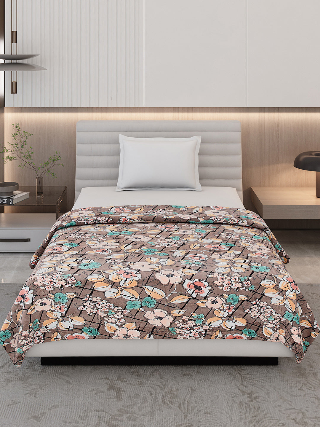 Floral Print Single Bed 210 GSM Blanket for AC Room - (Grace)
