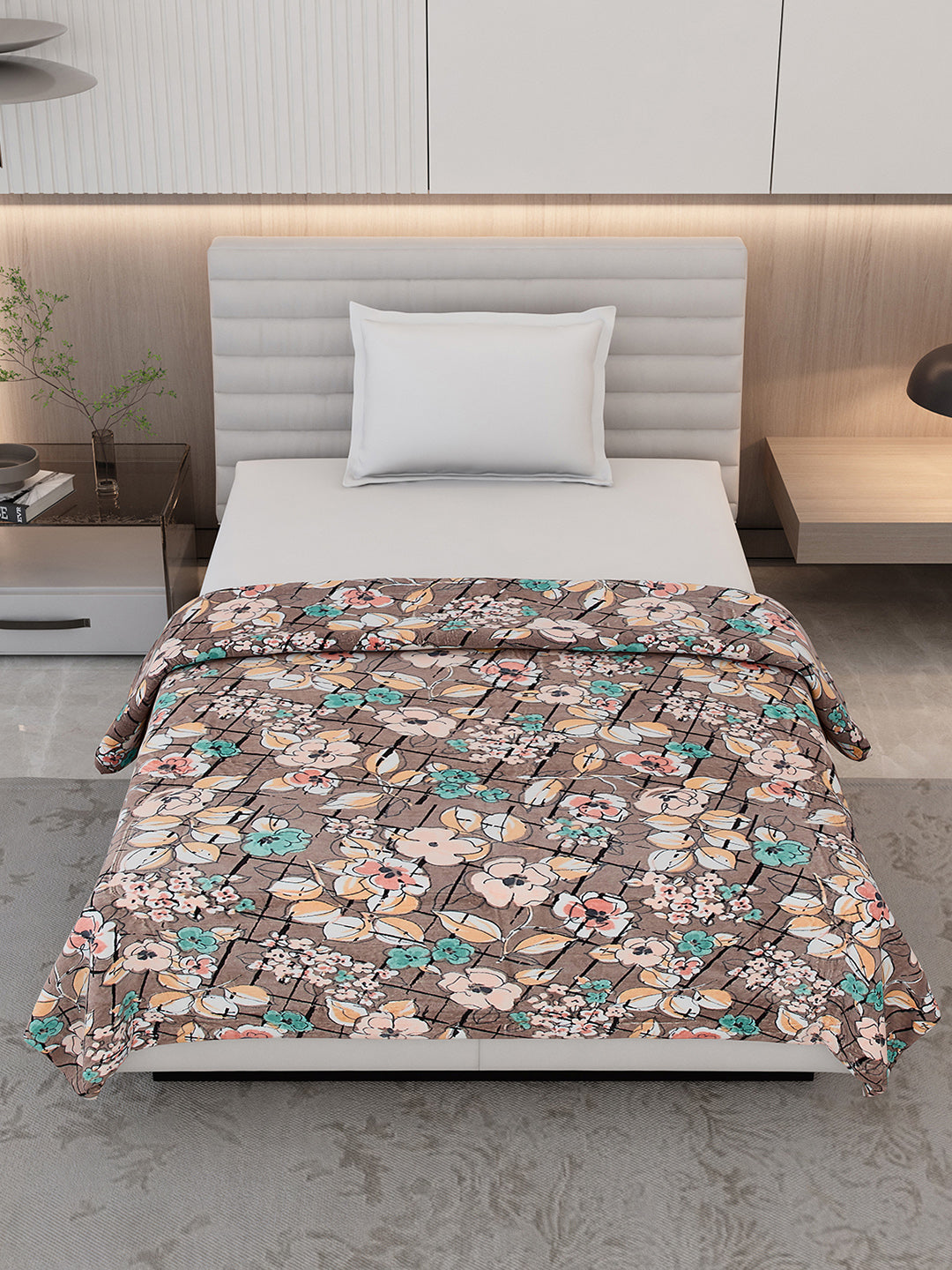 Floral Print Single Bed 210 GSM Blanket for AC Room - (Grace)