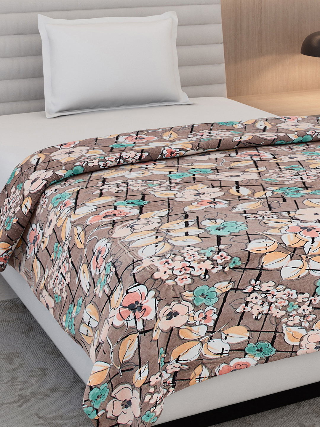 Floral Print Single Bed 210 GSM Blanket for AC Room - (Grace)