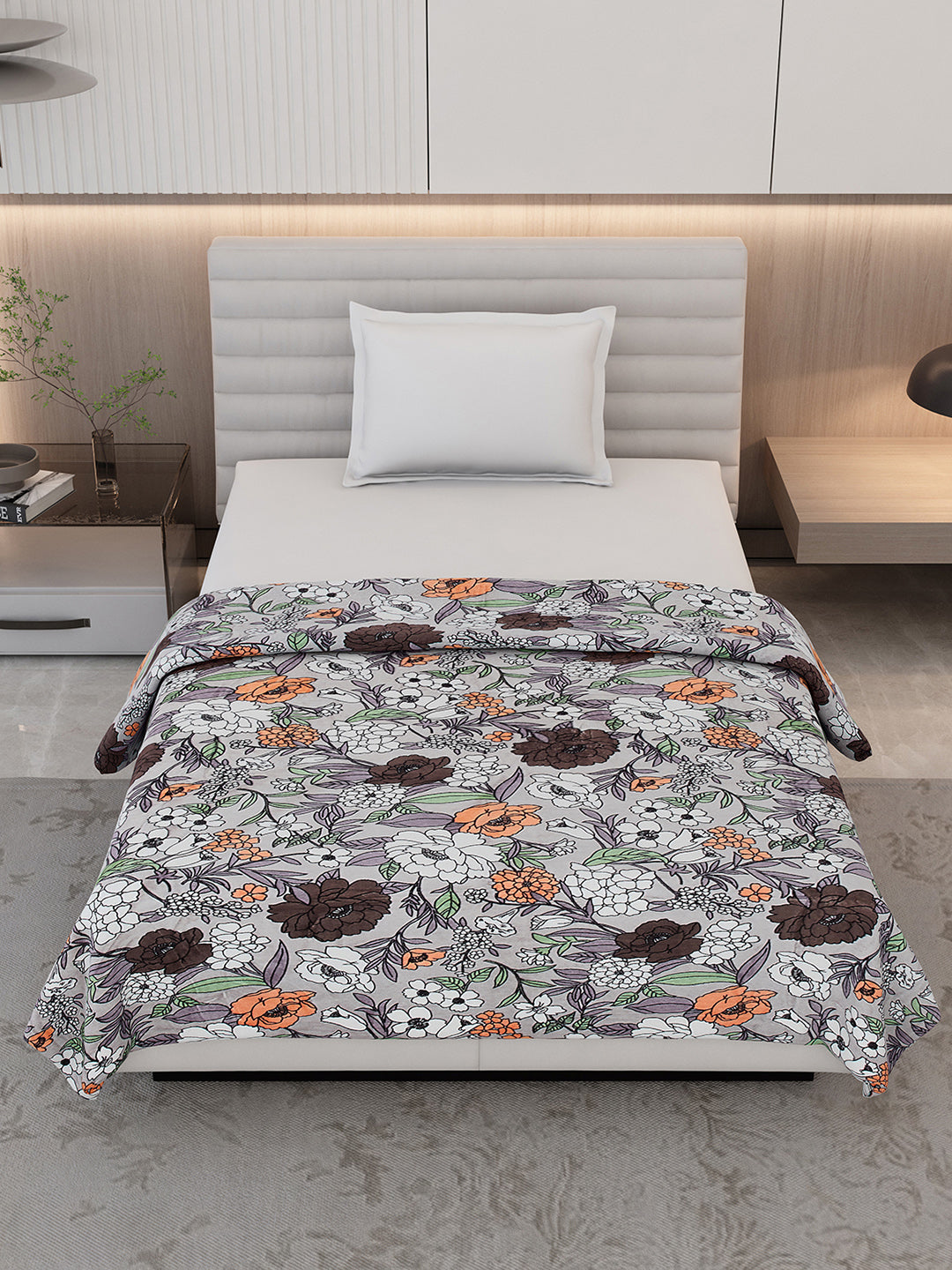 Floral Print Single Bed 210 GSM Blanket for AC Room - (Grace)