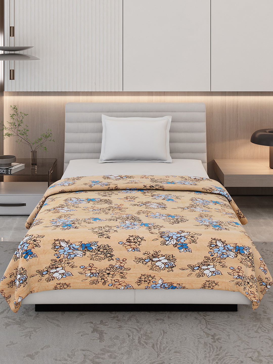Floral Print Single Bed 210 GSM Blanket for AC Room - (Grace)