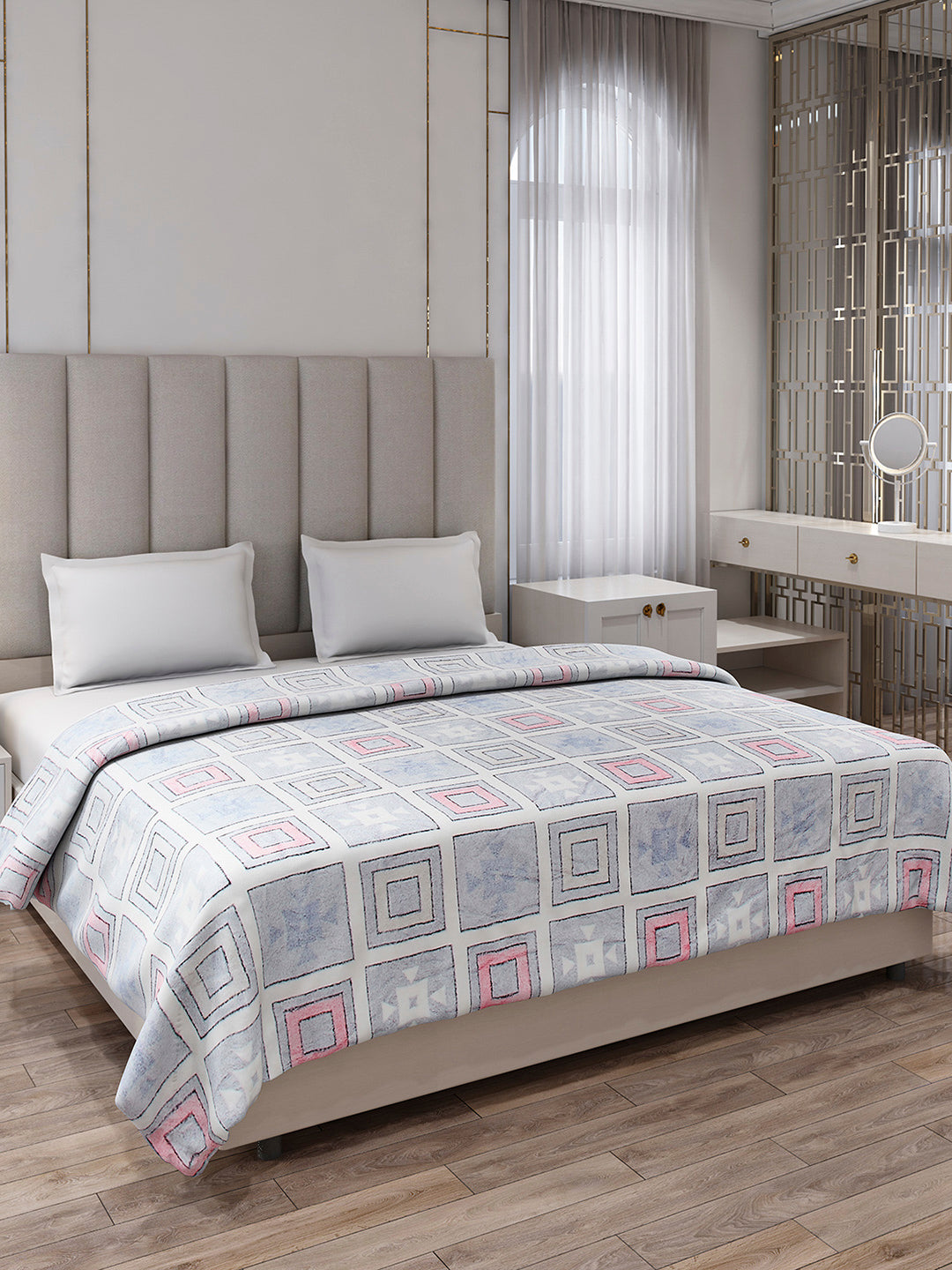 Printed Double Bed 300 GSM Blanket for AC Room - (Matrix)