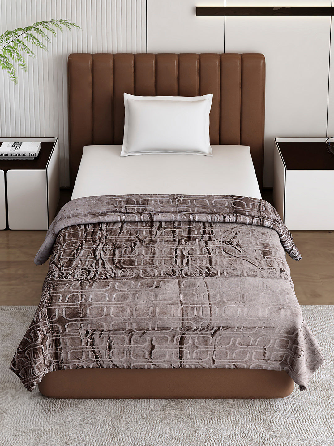 Printed Single Bed 210 GSM Blanket for AC Room - (Terra)